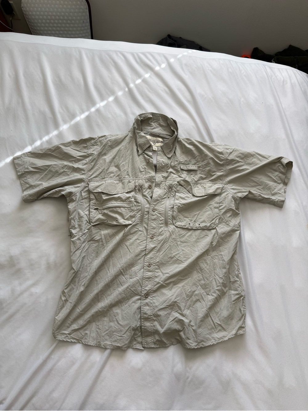 Vintage Cabela's Short-Sleeve Button-Front Fishing Shirt - Light Khaki